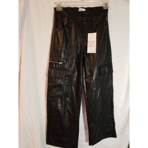 Women's Vanilla Star Black Pleather Cargo Pants Size S